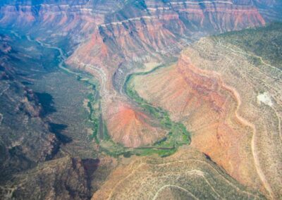 Aerial view of The Pyramid down river from Snaggletooth Rapid, Dolores River Canyon